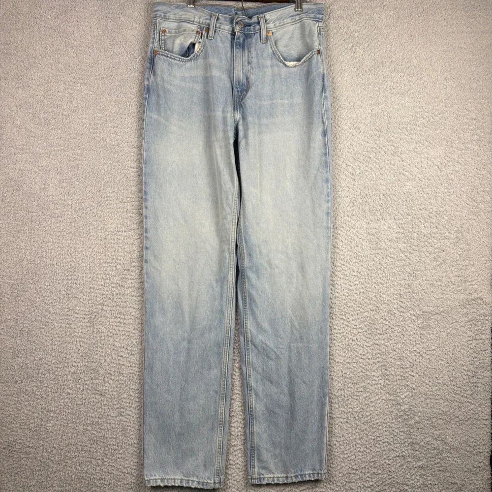 Levis Jeans Mens 34x36 Blue 550 Relaxed Fit Tapered Leg Light Wash Denim Faded